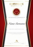 diploma certificate template red and gold color with luxury and modern style vector image, suitable for appreciation.  Vector illustration.