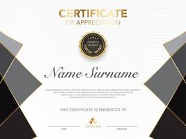 diploma certificate template black and gold color with luxury and modern style vector image, suitable for appreciation.  Vector illustration.