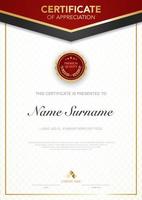 diploma certificate template red and gold color with luxury and modern style vector image, suitable for appreciation.  Vector illustration.