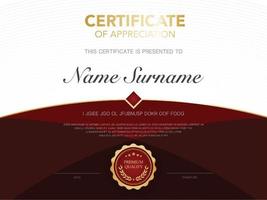 diploma certificate template red and gold color with luxury and modern style vector image.