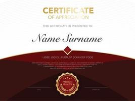 diploma certificate template red and gold color with luxury and modern style vector image.