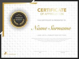 Certificate template black and gold with luxury style image. Diploma of geometric modern design. eps10 vector