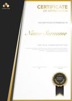 diploma certificate template red and gold color with luxury and modern style vector image, suitable for appreciation.  Vector illustration