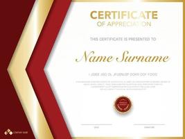 diploma certificate template red and gold color with luxury and modern style vector image.