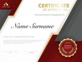 diploma certificate template red and gold color with luxury and modern style vector image.