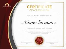 diploma certificate template red and gold color with luxury and modern style vector image.