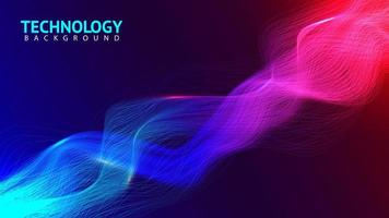 Abstract blue and red wave background. Connection and web concept. Digital technology. Geometric artificial technology. Vector illustration.