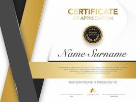 diploma certificate template black and gold color with luxury and modern style vector image, suitable for appreciation.  Vector illustration.