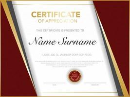 diploma certificate template red and gold color with luxury and modern style vector image.