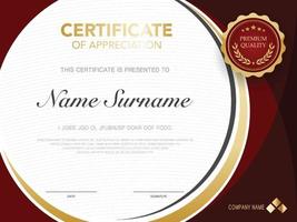 diploma certificate template red and gold color with luxury and modern style vector image.