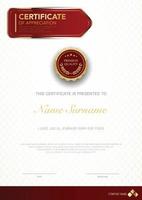 diploma certificate template red and gold color with luxury and modern style vector image, suitable for appreciation.  Vector illustration.