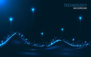 Abstract blue wave background. Connection and web concept. Digital technology. Geometric artificial technology. Vector illustration.