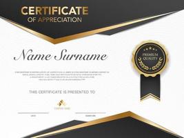 diploma certificate template black and gold color with luxury and modern style vector image, suitable for appreciation.  Vector illustration.