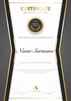 diploma certificate template black and gold color with luxury and modern style vector image, suitable for appreciation.  Vector illustration.