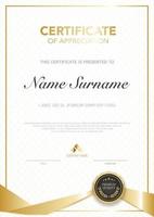 diploma certificate template black and gold color with luxury and modern style vector image, suitable for appreciation.  Vector illustration.