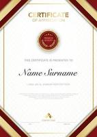 diploma certificate template red and gold color with luxury and modern style vector image, suitable for appreciation.  Vector illustration.