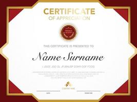 diploma certificate template red and gold color with luxury and modern style vector image.