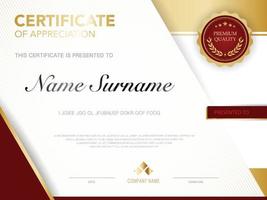 diploma certificate template red and gold color with luxury and modern style vector image.