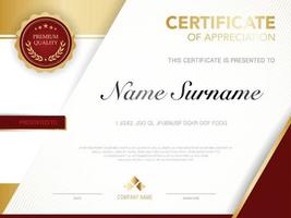 diploma certificate template red and gold color with luxury and modern style vector image.