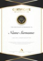 diploma certificate template black and gold color with luxury and modern style vector image.