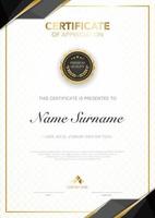 diploma certificate template black and gold color with luxury and modern style vector image.