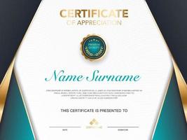 diploma certificate template green and gold color with luxury and modern style vector image, suitable for appreciation.  Vector illustration.