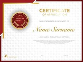 diploma certificate template red and gold color with luxury and modern style vector image, suitable for appreciation.  Vector illustration.