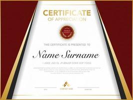 diploma certificate template red and gold color with luxury and modern style vector image.