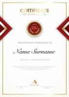 diploma certificate template red and gold color with luxury and modern style vector image, suitable for appreciation.  Vector illustration.