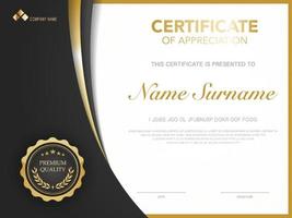 diploma certificate template black and gold color with luxury and modern style vector image.