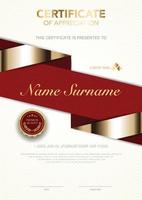 diploma certificate template red and gold color with luxury and modern style vector image, suitable for appreciation.  Vector illustration.