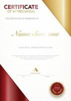 diploma certificate template red and gold color with luxury and modern style vector image, suitable for appreciation.  Vector illustration.