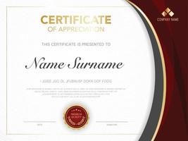 diploma certificate template red and gold color with luxury and modern style vector image.