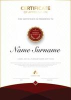 diploma certificate template red and gold color with luxury and modern style vector image, suitable for appreciation.  Vector illustration.