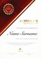 diploma certificate template red and gold color with luxury and modern style vector image, suitable for appreciation.  Vector illustration.