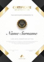 diploma certificate template black and gold color with luxury and modern style vector image.