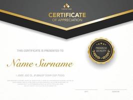 diploma certificate template black and gold color with luxury and modern style vector image.