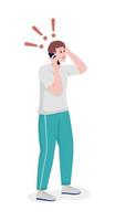 Man calling for help semi flat color vector character. Panicking figure. Full body person on white. Emergency isolated modern cartoon style illustration for graphic design and animation