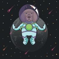 cute dog astronaut in the galaxy vector