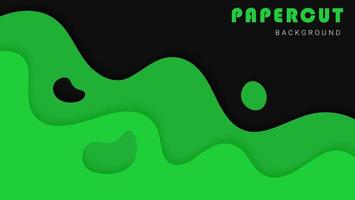 Abstract Dynamic Green Waves Shapes In Black Background vector