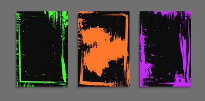 Set Of Colorful Grunge Frame Design In Dark Background. Good For Banner, Frame Or Poster vector