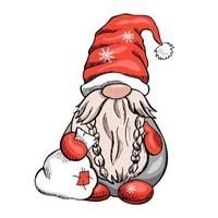 Vector gnome for New Year or Christmas on a white background. The Scandinavian gnome. Vector illustration.