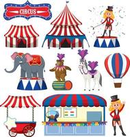 Set of amusement park elements isolated vector