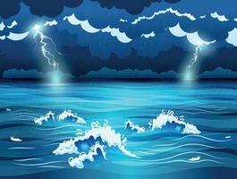 ilustración de tormenta de mar vector