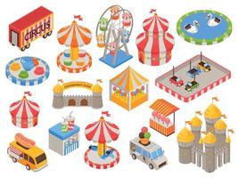 Isometric Amusement Park Icons vector