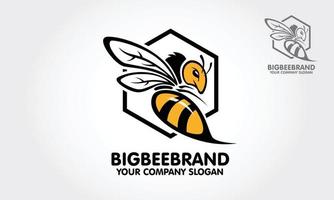 Big Bee Brand Vector Logo Template. This a Big bee logo cartoon character. Decorative bee sign. Vector logo illustration.