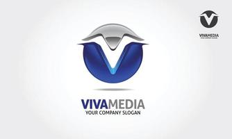 Ilustración del logotipo de viva media de color azul. esta es una excelente plantilla de logotipo adecuada para su empresa con el fin de mejorar su proceso de comunicación. vector