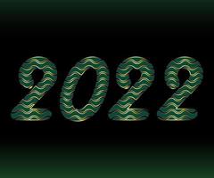 Ilustración de texto de efecto 2022, efecto de onda verde oscuro vector