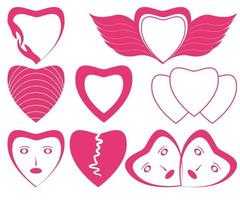 Set of various heart icon characters vector