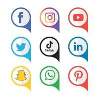 tecnología de iconos planos de redes sociales, red. venta de cara sonriente de grupo de fondo. compartir, me gusta, ilustración vectorial twitter, youtube, whatsapp, snapchat, facebook, instagram, tiktok, tok vector